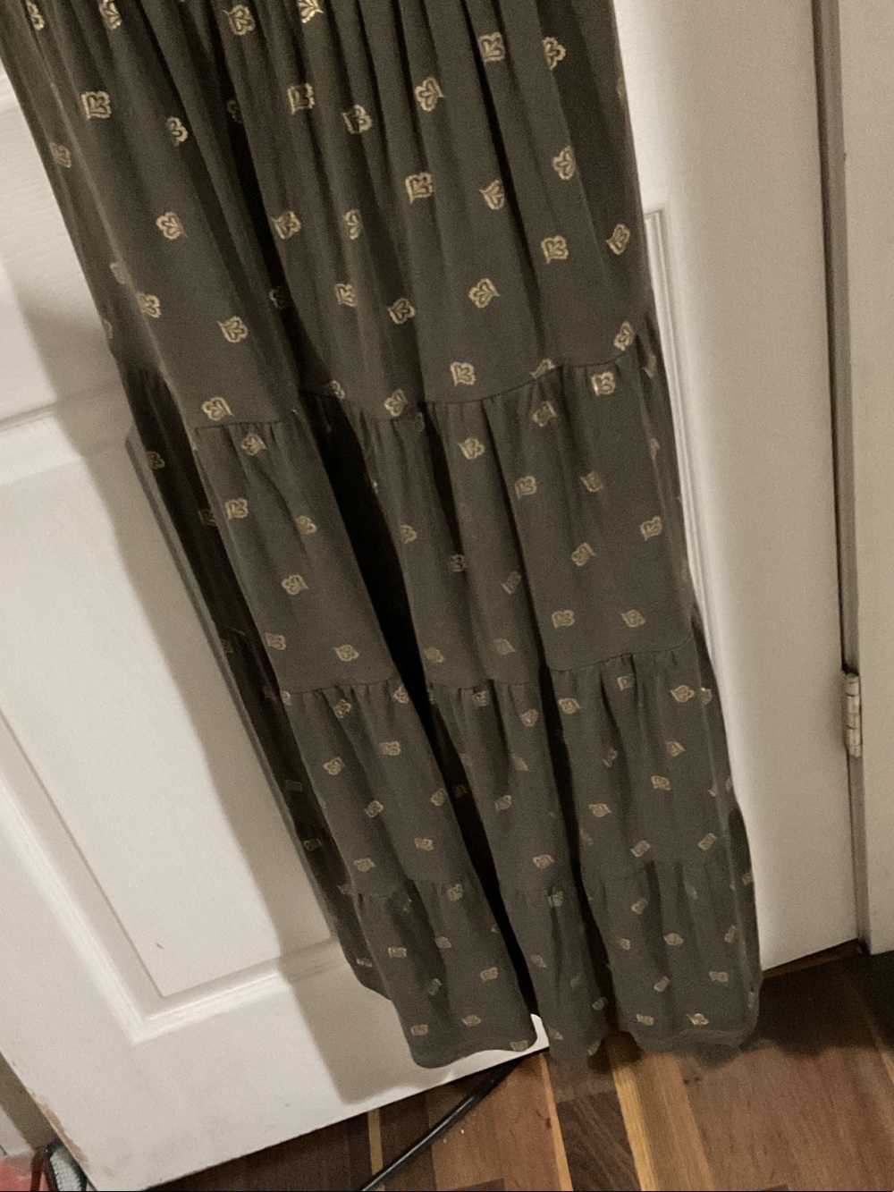 BODEN Olive Maxi dress with Cream Floral Motif